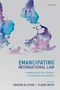 "Emancipating International Law" steht groß, darüber eine bunte Aquarell-Illustration in Blau- und Lilatönen.
