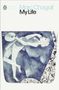 "Marc Chagall My Life" steht oben. Eine abstrakte Illustration zeigt eine Person mit Palette und Pinsel.