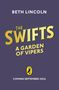 BETH LINCOLN. THE SWIFTS: A GARDEN OF VIPERS. Logo eines Papageientauchers. KOMMT IM SEPTEMBER 2026. Hintergrund lila.