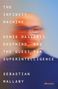 Text: "The Infinity Machine: Demis Hassabis, DeepMind, and the Quest for Superintelligence" von Sebastian Mallaby. Ein verschwommenes Gesicht im Hintergrund., Buch