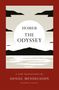 Text: "Homer The Odyssey. A new translation by Daniel Mendelsohn. Penguin Classics." Illustration: Sonnenuntergang mit Meer und Bergen., Buch