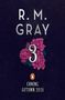 R. M. GRAY, 3, COMING AUTUMN 2026. Illustration: Rosa Blumen mit dunkelblauem Hintergrund, darunter ein Pinguin-Logo., Buch