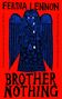 "FERDIA LENNON, BROTHER NOTHING. Illustration eines Engels mit Flügeln, der weint, auf rotem Hintergrund."