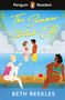 Text: "The Summer Switch-Off", "Penguin Readers", "Beth Reekles". Illustration: Vier Personen im Wasser, eine trinkt ein Getränk., Buch