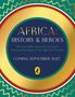 „AFRICA: HISTORY & HEROES“, „COMING SEPTEMBER 2027“. Kreisförmiges Design mit afrikanischen Mustern und einem Vogel-Logo.