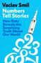 Text: "Vaclav Smil, Numbers Tell Stories, Penguin Viking."  
Ein weißer Hintergrund mit einem orangefarbenen Rand., Buch