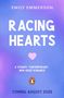 Text: "Emily Emmerson, Racing Hearts, A Steamy, Contemporary, New Adult Romance, Coming August 2026." Hintergrund in Lila-Blau., Buch