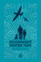 "Goodnight Mister Tom" von Michelle Magorian. Illustration: Silhouette eines Mannes, Kindes und Hundes vor Flugzeugen., Buch