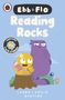 "Ebb & Flo, Reading Rocks, Contains Two Stories. Laura & Philip Bunting. Illustration: Gelbe Figur mit Buch, lila Figur.", Buch