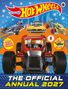 "Hot Wheels: The Official Annual 2027" steht oben. Mehrere farbige Rennwagen davor, umgeben von Schneeflocken und Stadtmotiv.