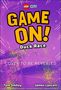 "Game On! Duck Race" in gelber Schrift. Hintergrund lila mit grünen und gelben Sprenkeln. Lego-Logo oben.