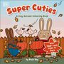 „Super Cuties: A Cosy Autumn Colouring Book“; Zwei Hasen mit Kürbissen, Vögel und Blätter, Illustration.