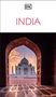 Text: "India"
Logo: "DK" oben
Sicht auf das Taj Mahal durch einen Torbogen bei Sonnenuntergang.