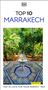 "TOP 10 MARRAKECH" und "TOP 10 LISTS FOR YOUR PERFECT TRIP". Bild von Garten mit Brunnen und Pflanzen., Buch