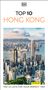 "TOP 10 HONG KONG" steht oben, darunter Skyline mit modernen Hochhäusern und Hafen. Ein rundes Logo ganz oben.