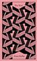 Titel: The Trial. Autor: Franz Kafka. Rosa Hintergrund mit schwarzem, geometrischem Treppenmuster., Buch