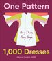 „One Pattern, Any Dress, Any Style, 1,000 Dresses, Alison Smith MBE.“ Kleid-Schnittmuster auf rotem Hintergrund.