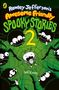 Text: "Rowley Jefferson's Awesome Friendly Spooky Stories 2", "Jeff Kinney". Illustration: Ein erschrockenes Insekt im Spinnennetz., Buch