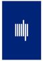 Blaues Logo mit weißen vertikalen Streifen unterschiedlicher Länge, angeordnet wie ein Barcode., Buch