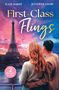 „First-Class Flings“, Autoren Kate Hardy und Jennifer Snow. Ein Paar betrachtet den Eiffelturm bei Sonnenuntergang.