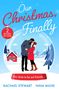 "Our Christmas, Finally," "2 Books In One," "Too close to be just friends...". Illustration: Paar in einer Schneekugel, Winterlandschaft.
