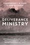 Text: "CHRISTOPHER C. H. COOK & ANNE RICHARDS. DELIVERANCE MINISTRY. Disturbances of people, places, spirits & possession - and the protection & peace of Christ." Hintergrund: abstrakte dunkle Wolken., Buch