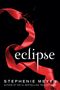 Text: "eclipse", "Stephenie Meyer", "Author of the #1 Bestselling Twilight Saga". Rotes, zerrissenes Band auf schwarzem Hintergrund.