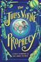 "The Jules Verne Prophecy"; drei lächelnde Gesichter in einem Bullauge; Umgebung voller skurriler Symbole und Gegenstände., Buch