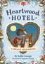 Text: "Heartwood Hotel: A Brave Beginning"  
In einem herzförmigen Rahmen, ein Dachs, eine Maus und ein Eichhörnchen, winterlich gekleidet.