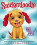 "Snickerdoodle" in roter Schrift. Illustration: Gelber Hund mit roten Ohren, lila Katze daneben, blaue Wolle unten links., Buch