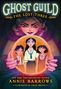 "Ghost Guild: The Lost Three" und "Annie Barrows". Illustration einer Frau mit Kristallkugel, drei Kinder sind darin zu sehen., Buch