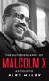 "The Autobiography of Malcolm X as told to Alex Haley" in weißen und roten Buchstaben; schwarz-weißes Foto eines lächelnden Mannes., Buch