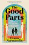 Text: „The Good Parts“, „She erased their past. He's rewriting their future.“, „Evann Normandin“. Zwei Silhouetten, bunte Bögen.