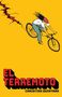 "EL TERREMOTO" und "CHRISTINE QUINTANA" in fetter Schrift. Illustration: Person auf Fahrrad, schwebt über einer Erdspalte auf gelbem Hintergrund.
