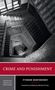 Der Text enthält "Crime and Punishment", "Fyodor Dostoevsky". Im Bild ist ein schwarz-weißes Treppenhaus von oben zu sehen.