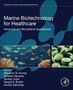 "Marine Biotechnology for Healthcare: Advances and Biomedical Applications", Bilder von Fischen und grünen Tabletten, AP-Logo., Buch