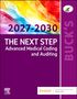 Texte: "2027-2030 THE NEXT STEP Advanced Medical Coding and Auditing", Logo oben rechts. Hintergrund: Bunte Wirbel.