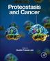 "Proteostasis and Cancer", herausgegeben von Buddhi Prakash Jain. Illustration: Zellstrukturen auf blauem Hintergrund., Buch