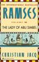 "The International Bestseller Ramses Volume IV The Lady of Abu Simbel Christian Jacq." Ägyptische Illustration mit einer Barke.