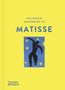Titel: "The World According to Matisse". Gelber Hintergrund, Illustration: schwarze Figur auf blauem Rechteck mit gelben Formen., Buch