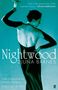 "Nightwood" von Djuna Barnes. Ein Zitat von William Burroughs oben. Rückansicht einer Person in einem eleganten Kleid.