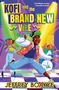 Buchtitel: "Kofi and the Brand New Vibe" von Jeffrey Boakye. Illustration zeigt fröhliche, tanzende Teenager unter bunten Lichtern., Buch