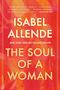 „ISABEL ALLENDE: THE SOUL OF A WOMAN“. Rote und orange Aquarellkunst als Hintergrund., Buch