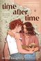 „Time after time“. Zwei Personen in einer Umarmung auf einer nostalgischen Hintergrundtapete. , Buch