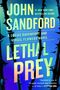 Große, bunte Schrift mit den Worten: "John Sandford, Lethal Prey". Es sind Dornen auf einem blauen Hintergrund sichtbar., Buch