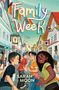 "Family Week" und "Sarah Moon" sind in bunter Schrift auf einer lebhaften Straßenszene mit Menschen und Regenbogenfahnen.