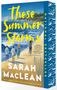 "These Summer Storms" von Sarah MacLean. Vier Menschen am Strand, Wellen, Buchrücken mit Wellenillustration.