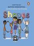 Text: "WRITTEN BY BATHO MOKHOTU," "and illustrated by Anja Stoeckigt," "Shapes." Kinder halten bunte Buchstaben. Ein Hund sitzt., Buch