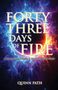 "FORTY THREE DAYS OF FIRE. A Journey Into The Hidden Universe. QUINN PATH." Farbenfrohe, mystische Illustration mit Feuer und Licht., Buch