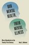 "OUR MENTAL HEALTH, THEIR MENTAL ILLNESS" in zwei Silhouetten, darunter "Blurry Boundaries" und "Amy L. Johnson".